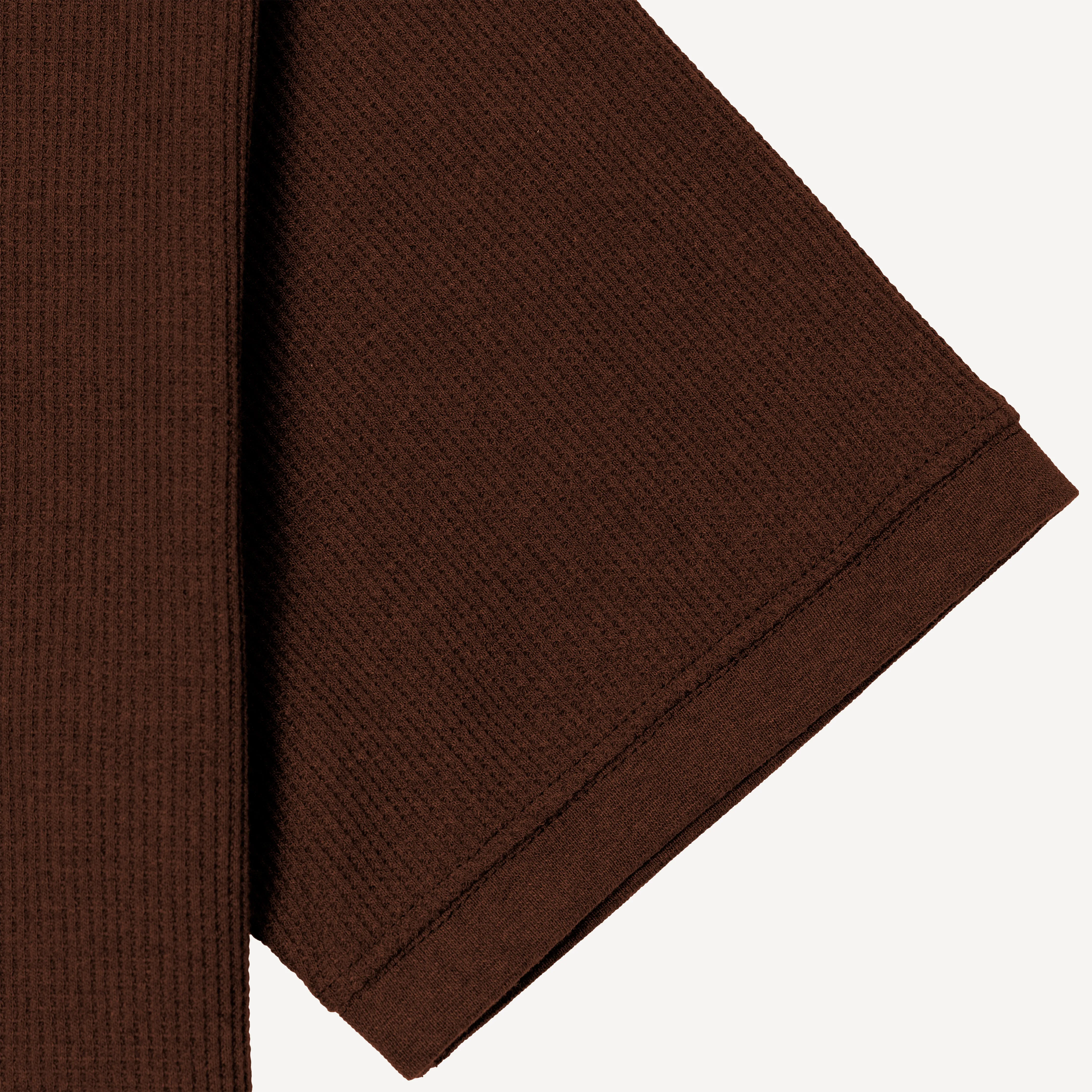 Thermal Waffle Knit Tee & Shorts Set - Medium Brown