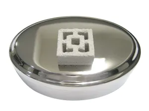 Tiny Industrial Construction Geometric Breeze Block Oval Trinket Jewelry Box