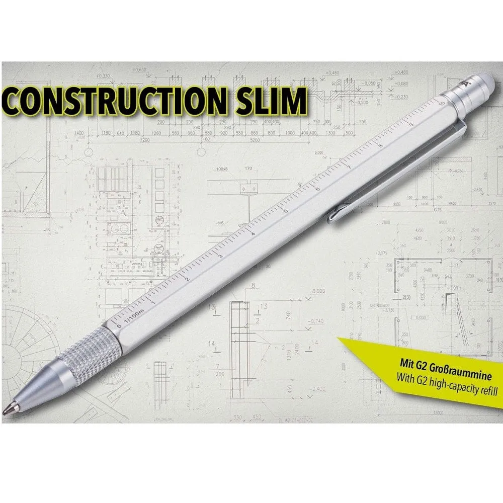 TROIKA Multitasking Ballpoint Pen CONSTRUCTION SLIM - Silver