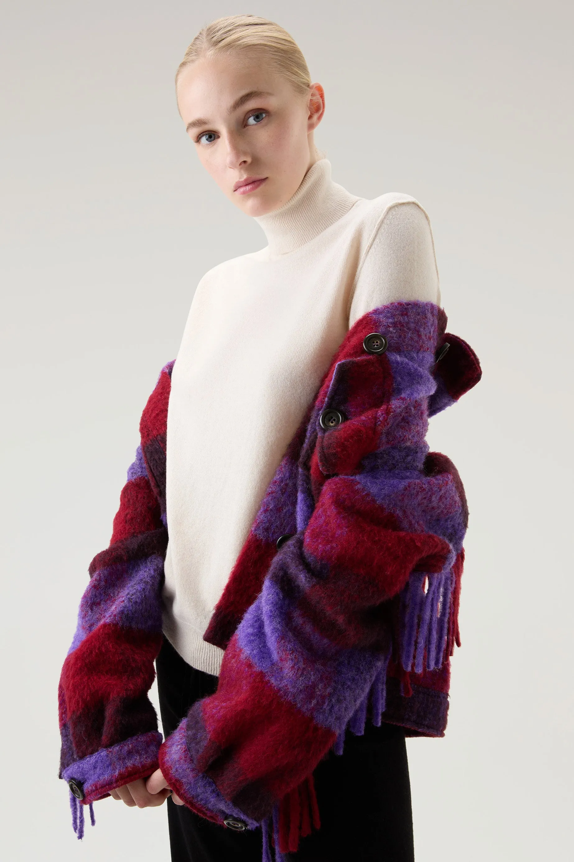 Turtleneck Sweater in Wool Blend Milky Cream