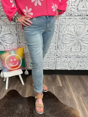 V-Front Cool Denim Boyfriend Jean with Cuff by Judy Blue
