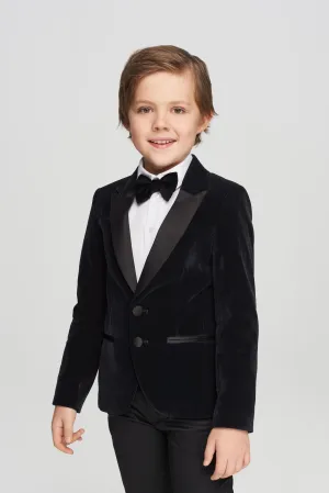 Velvet Tuxedo Blazer, Black