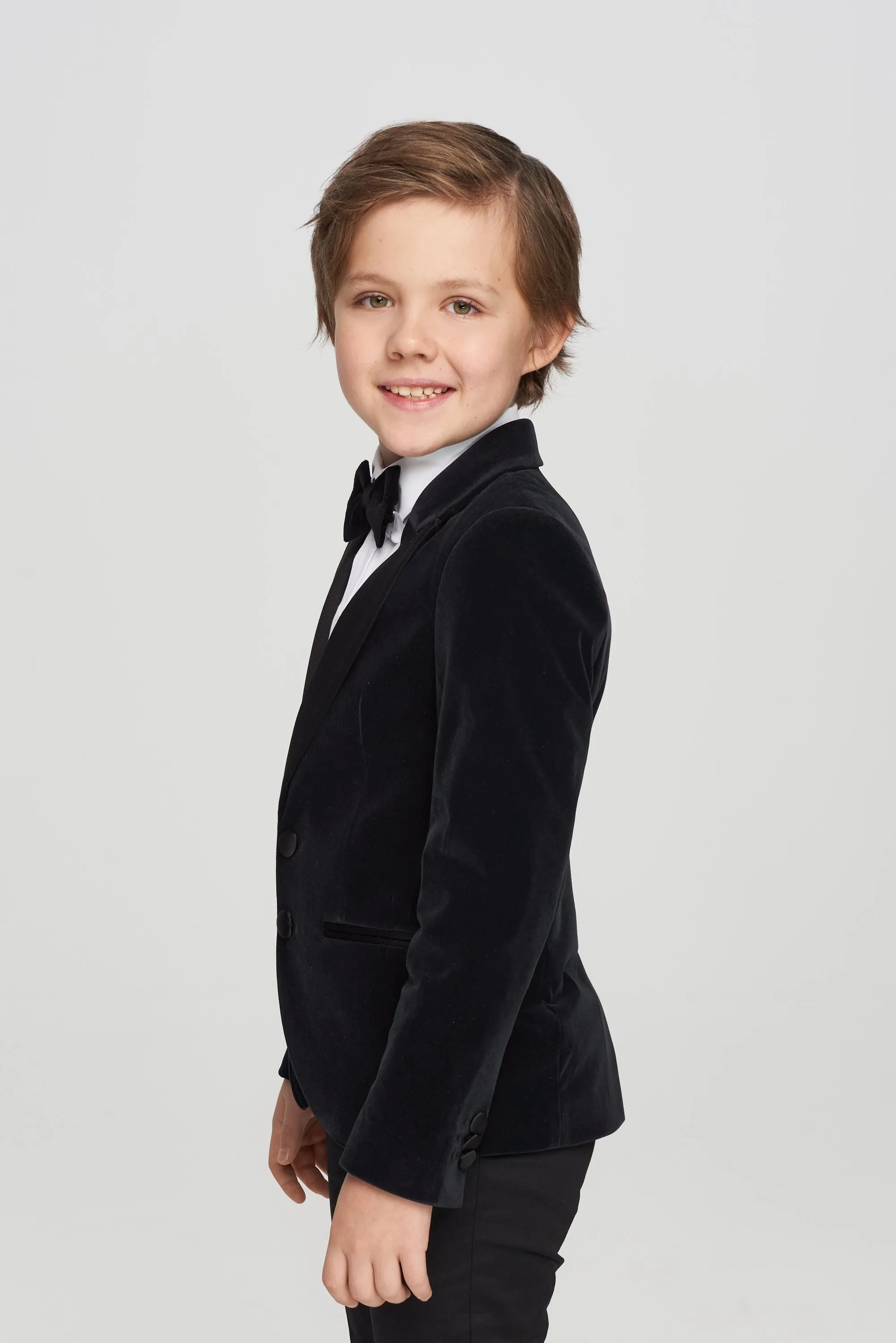 Velvet Tuxedo Blazer, Black