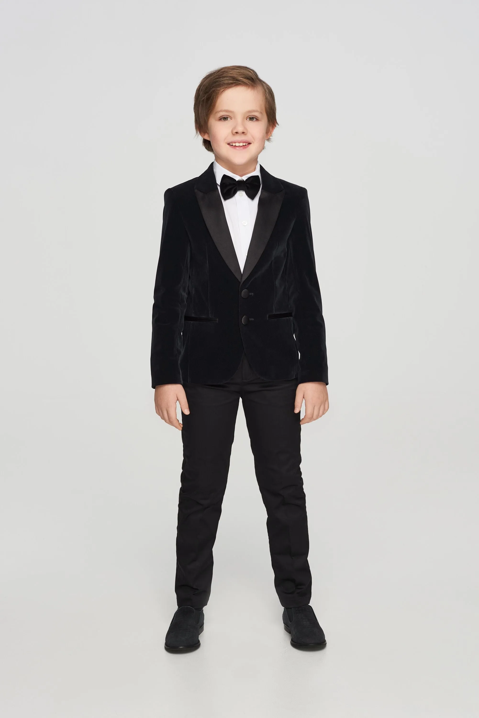 Velvet Tuxedo Blazer, Black