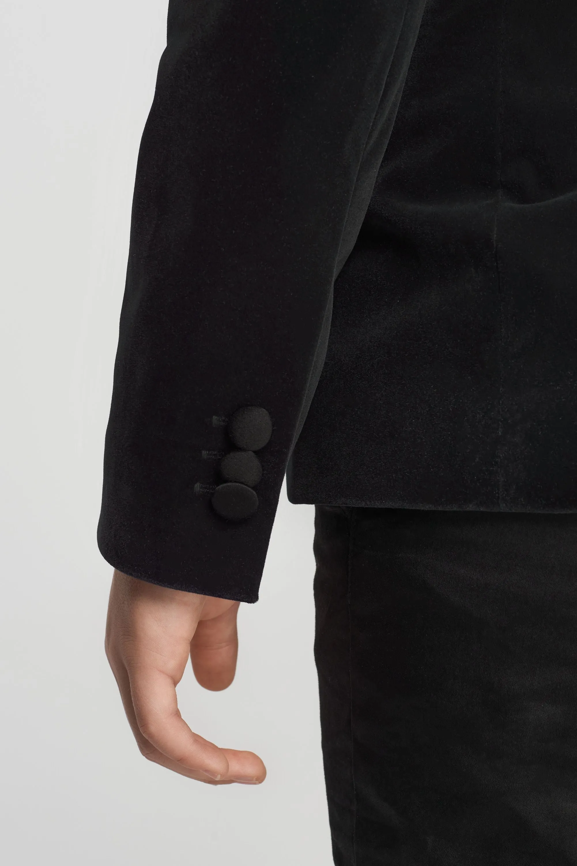 Velvet Tuxedo Blazer, Black