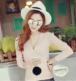 Victoria pullovers women cotton V button neck slim basic thin autumn winter spring fashion brand high slim sweaters