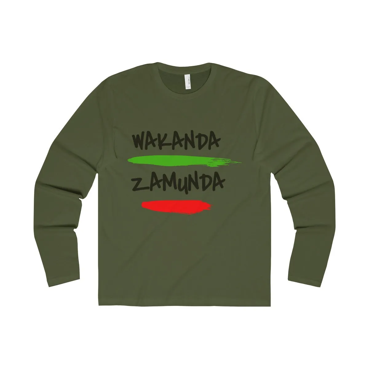 Wakanda Zamunda White Grey Green Long Sleeve Crew Tee