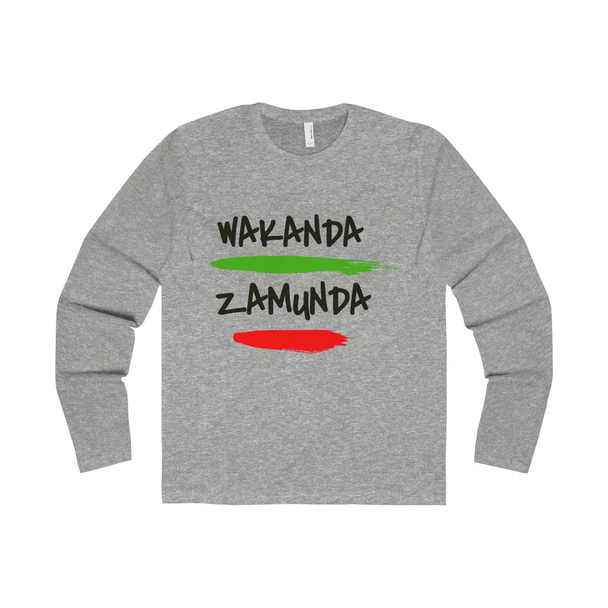 Wakanda Zamunda White Grey Green Long Sleeve Crew Tee