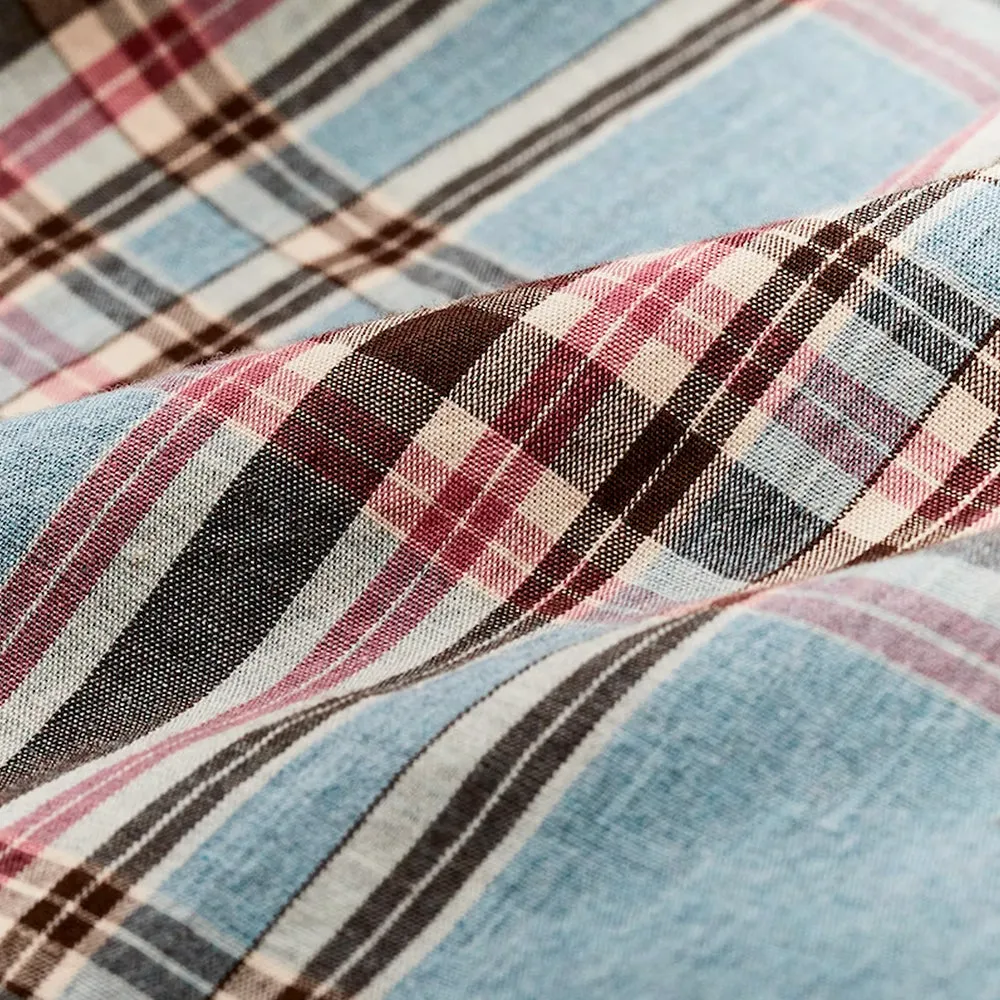 Washed Feather Cloth Shirt | Blue Red Natural Plaid