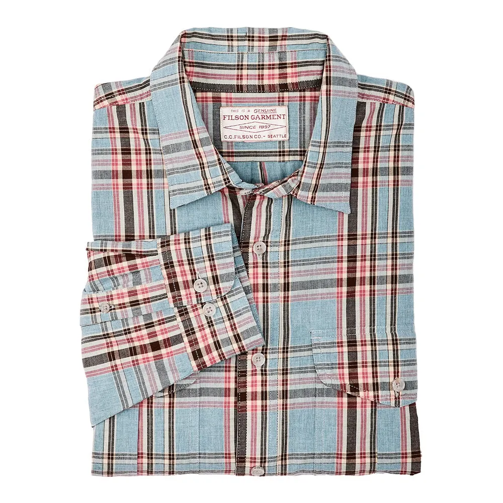 Washed Feather Cloth Shirt | Blue Red Natural Plaid