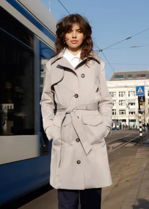 Waterproof Tailored To Fit Trenchcoat  | Structured Silver Grey