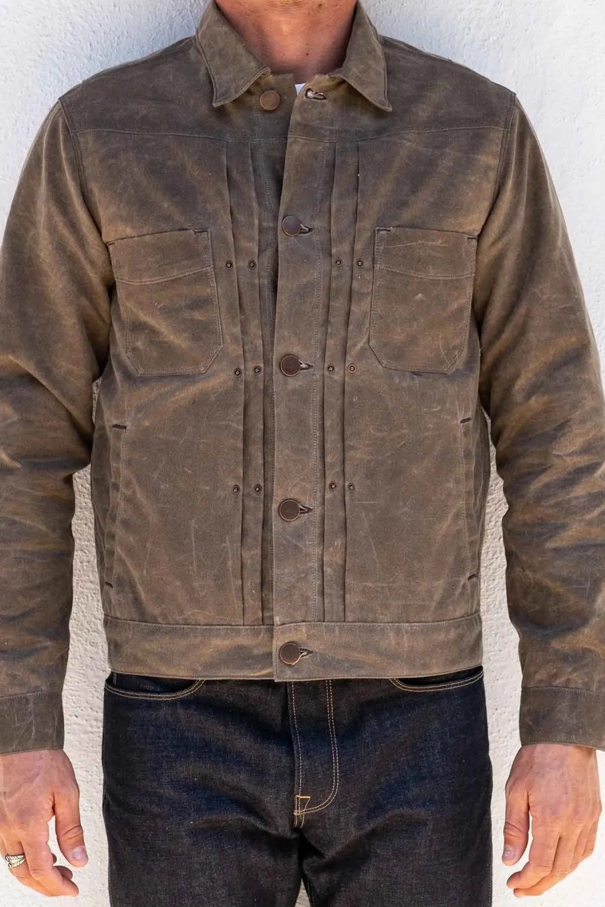 WAXED RIDERS JACKET - OAK/NAVY