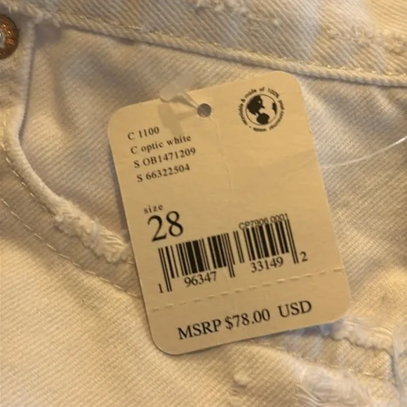 We the Free 100% Cotton NWT White Denim Shorts Trendy Fresh Summer Casual S/28W
