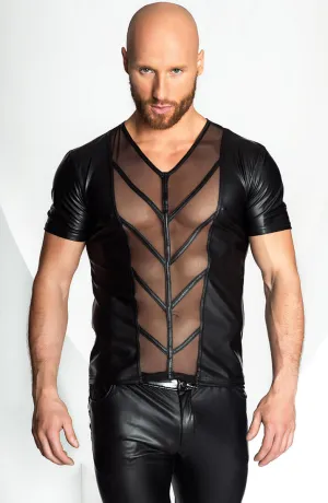 Wet look t-shirt with mesh inserts - My Will