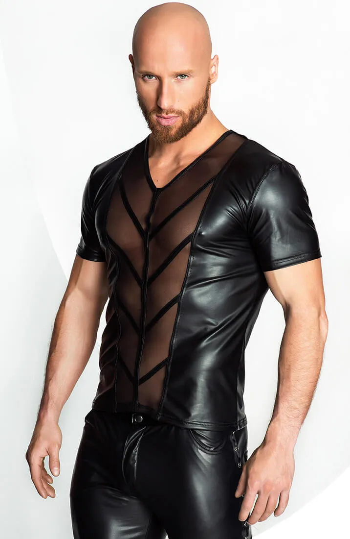 Wet look t-shirt with mesh inserts - My Will
