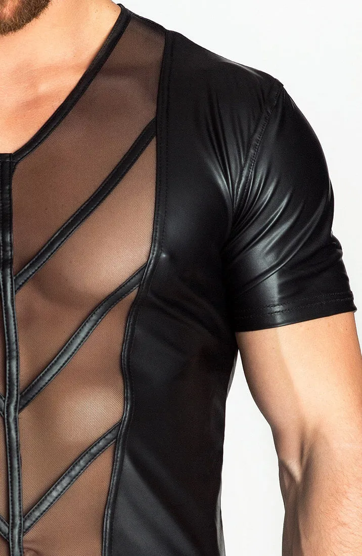 Wet look t-shirt with mesh inserts - My Will
