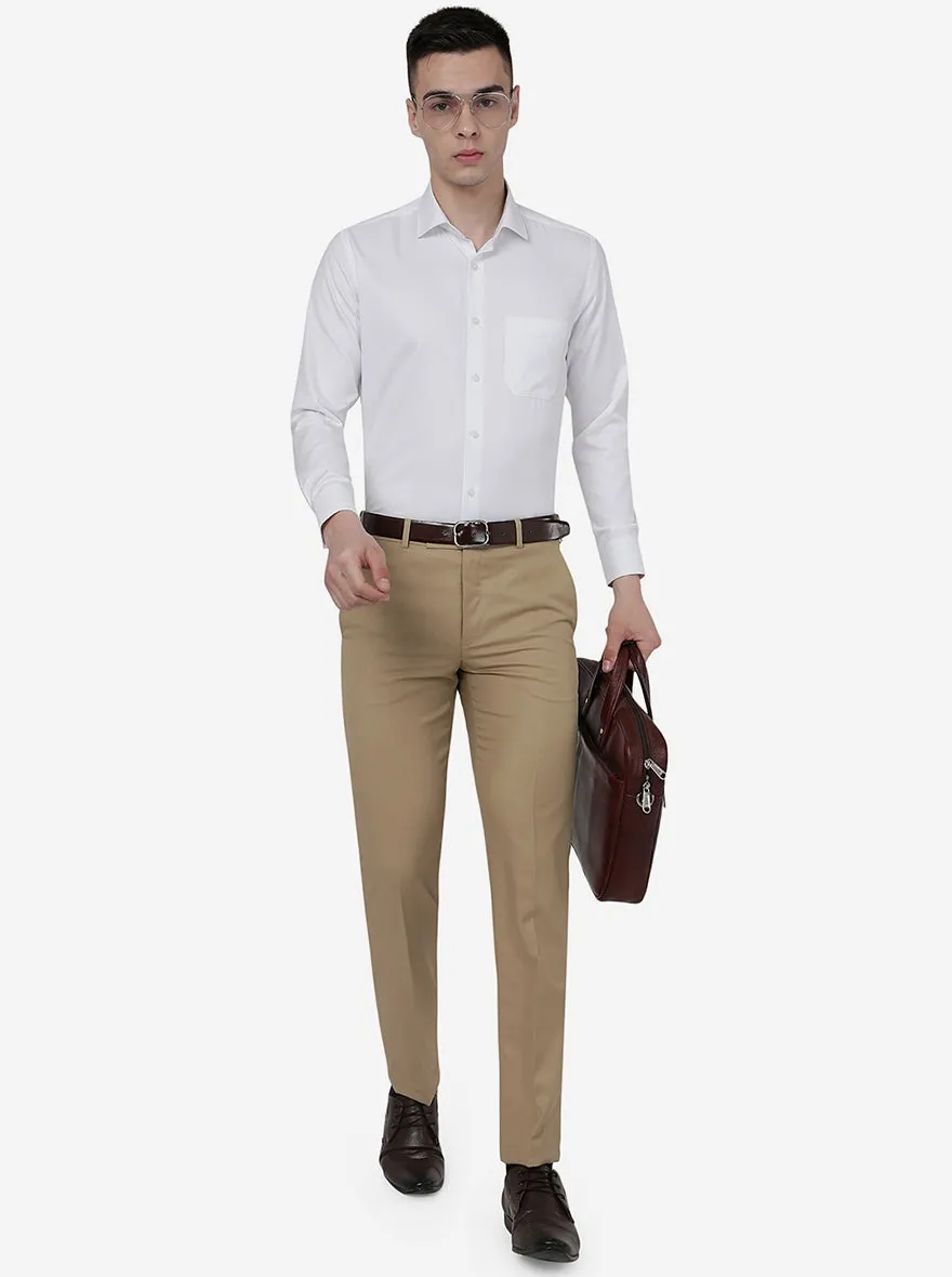 White Solid Slim Fit Formal Shirt | Greenfibre