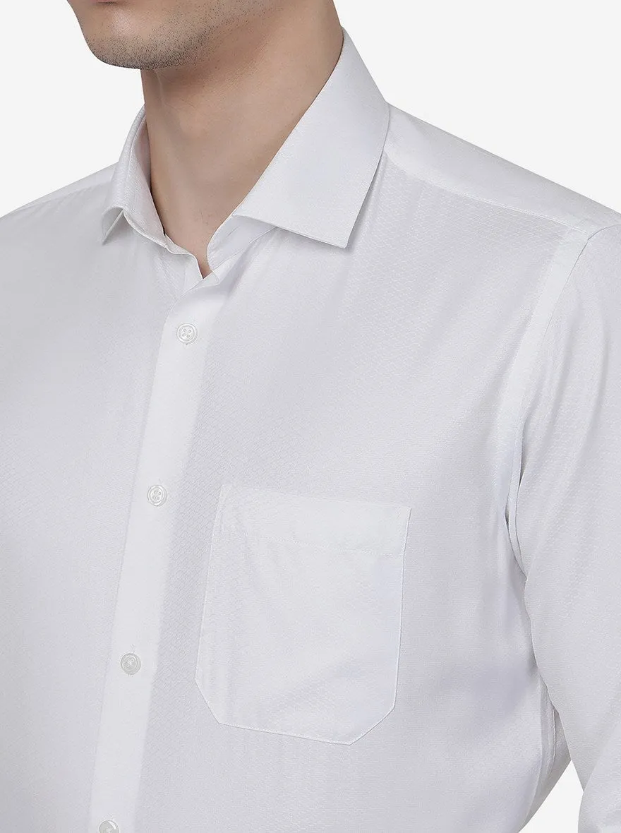 White Solid Slim Fit Formal Shirt | Greenfibre