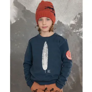 Winter Children Shirt Feather Print Blue Cotton Fur Kids Sweaters Boys Girls Clothing Blouse for 2-11y