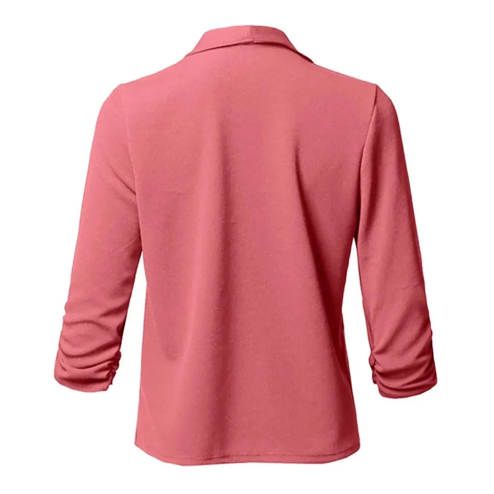 Women's Draped Open Front Pink Blazer