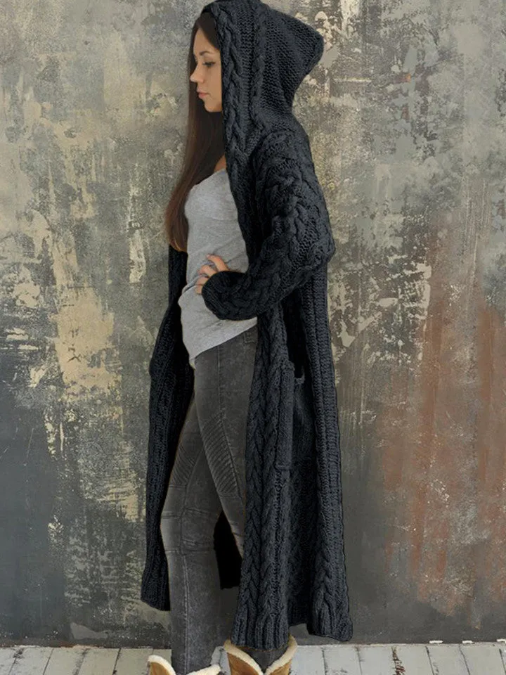 Women's Fashion Hooded Long Sweater Cardigan