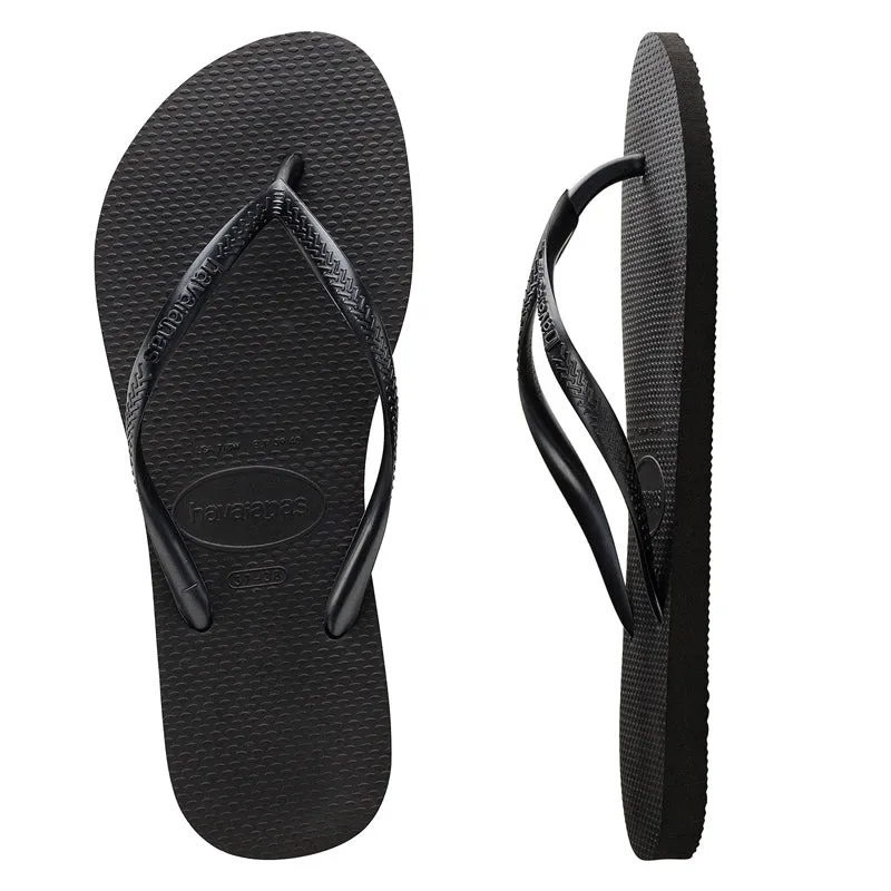 Womens Havaianas Slim Basic Black Thongs
