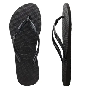 Womens Havaianas Slim Basic Black Thongs