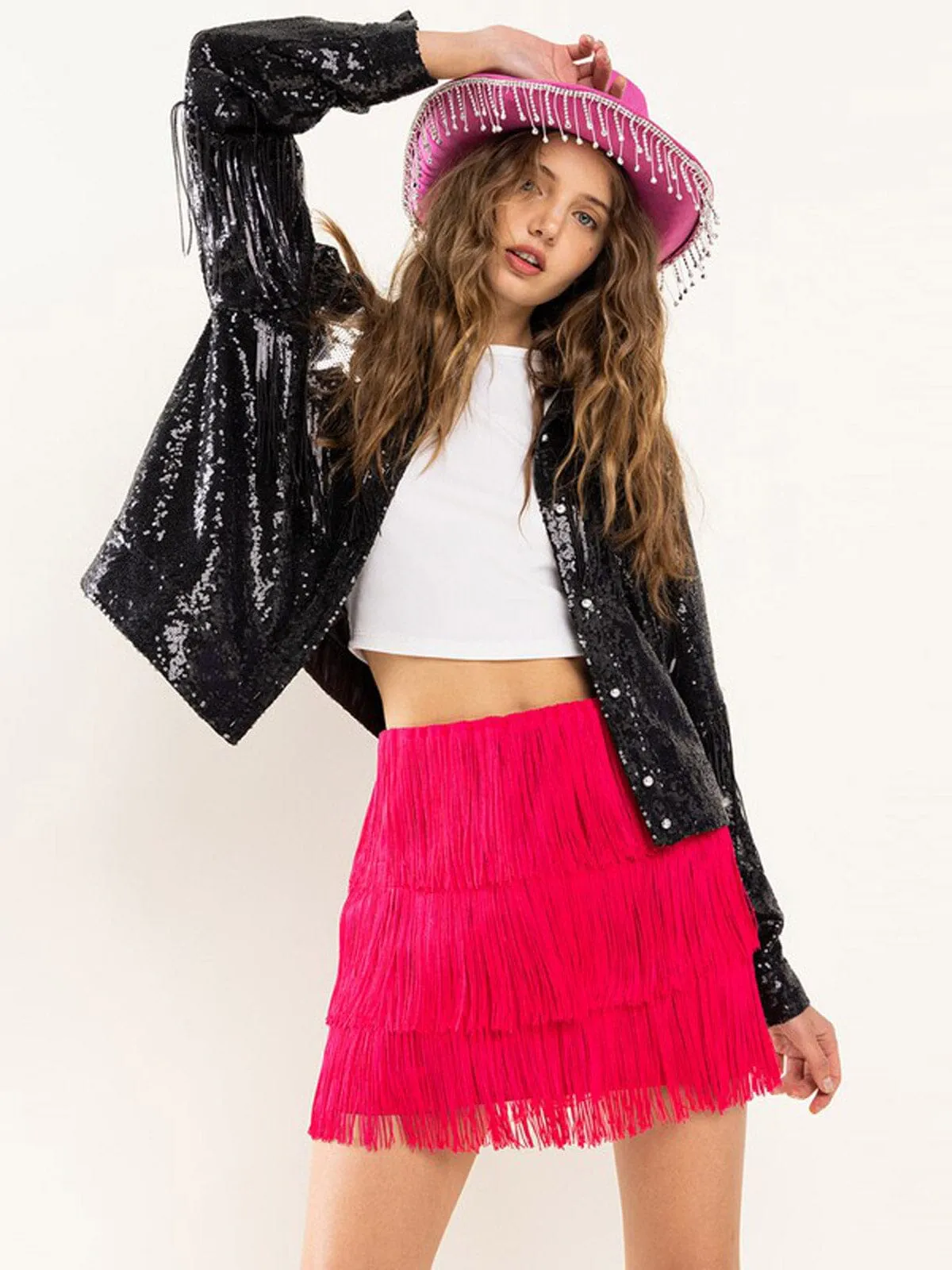 WOMEN'S LONG SLEEVE BUTTON CLOSURE SEQUINS JACKET