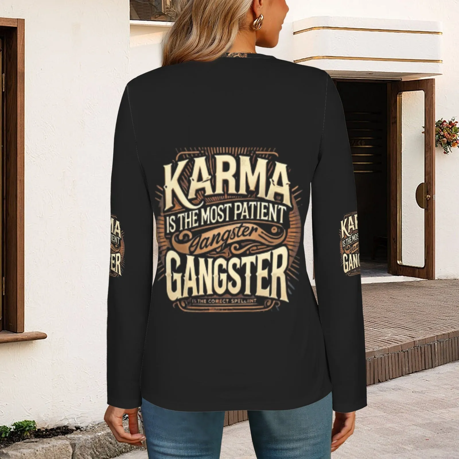 Women's Long Sleeve Zip Front T-Shirt