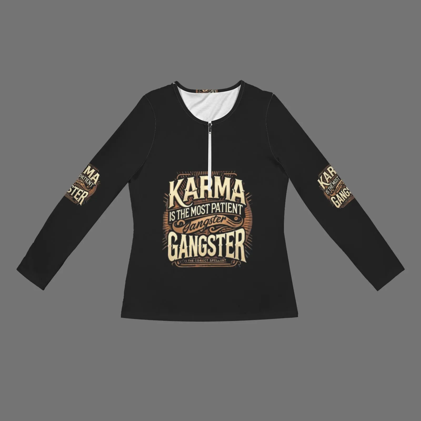 Women's Long Sleeve Zip Front T-Shirt