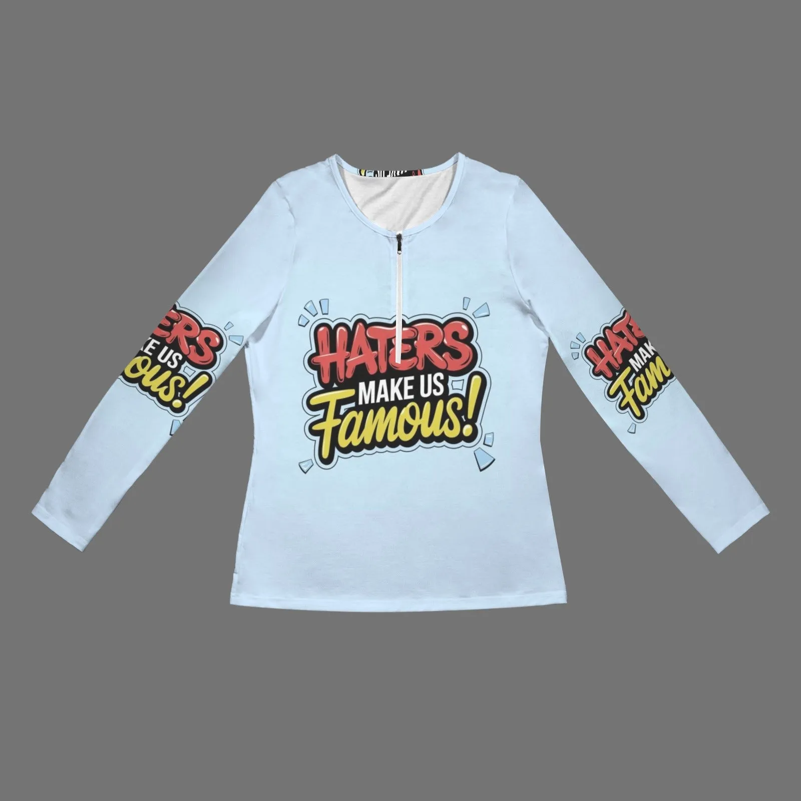 Women's Long Sleeve Zip Front T-Shirt