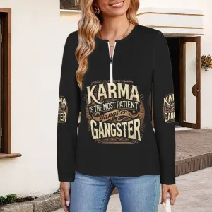 Women's Long Sleeve Zip Front T-Shirt