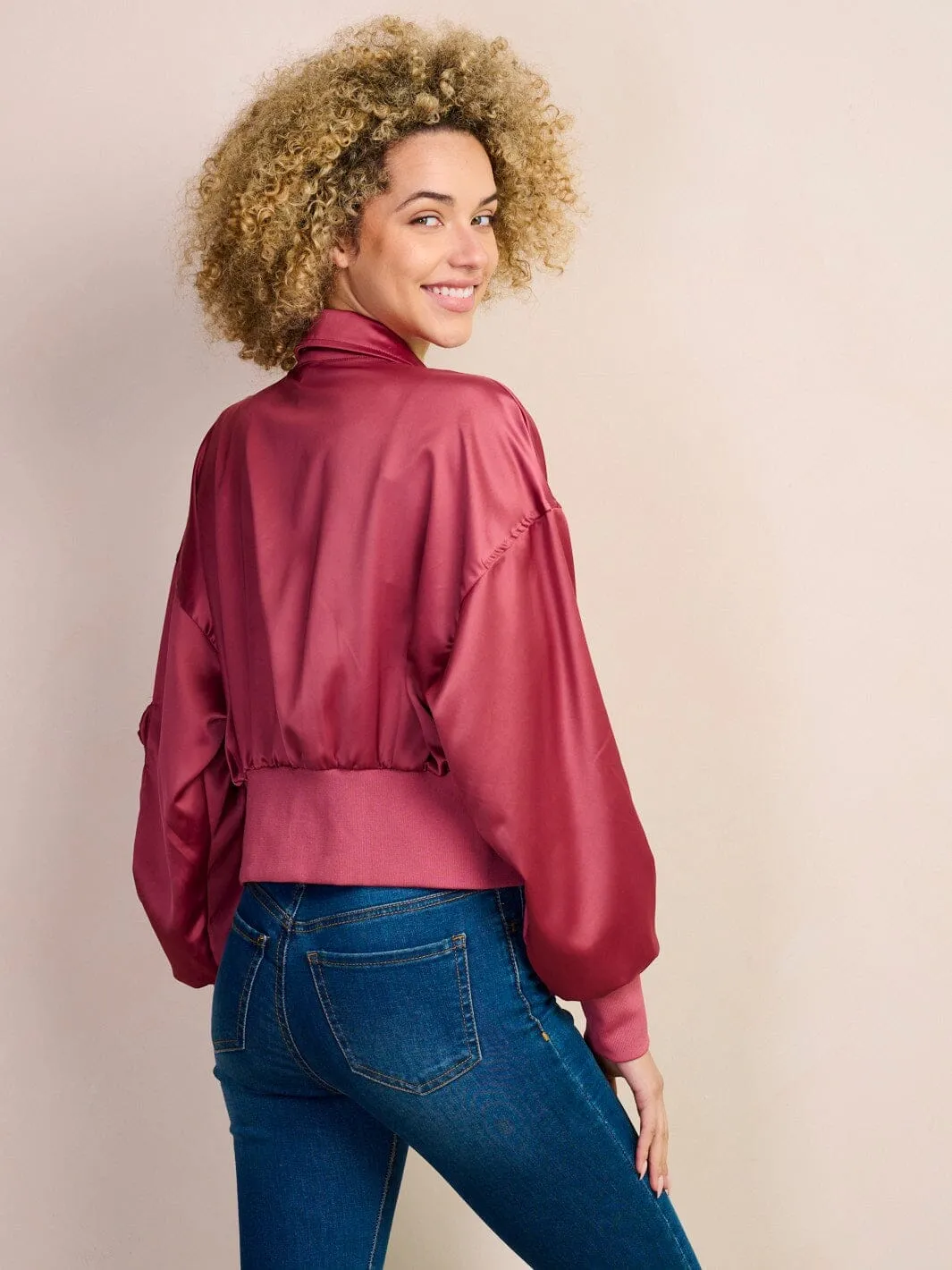 WOMEN'S LONG SLEEVE ZIP UP POCKETS JACKET