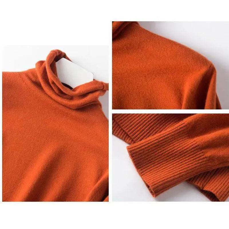 Women's Turtleneck Cashmere Sweater Warm knited Jumpers Ladies Pullover Women's slim sofa Sweaters  Turtleneck Autumn Winter