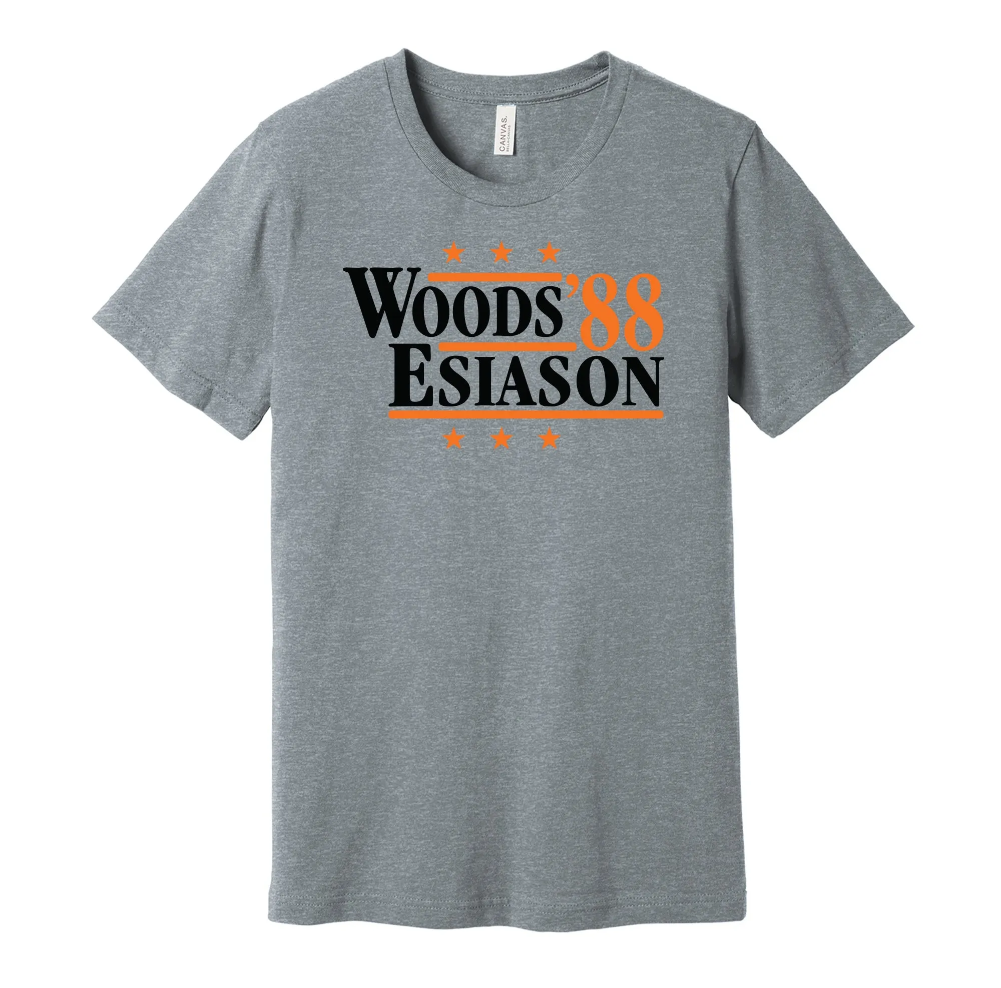 Woods & Esiason '88 - Cincinnati Bengals Legends Political Campaign Parody T-Shirt - Hyper Than Hype Shirts