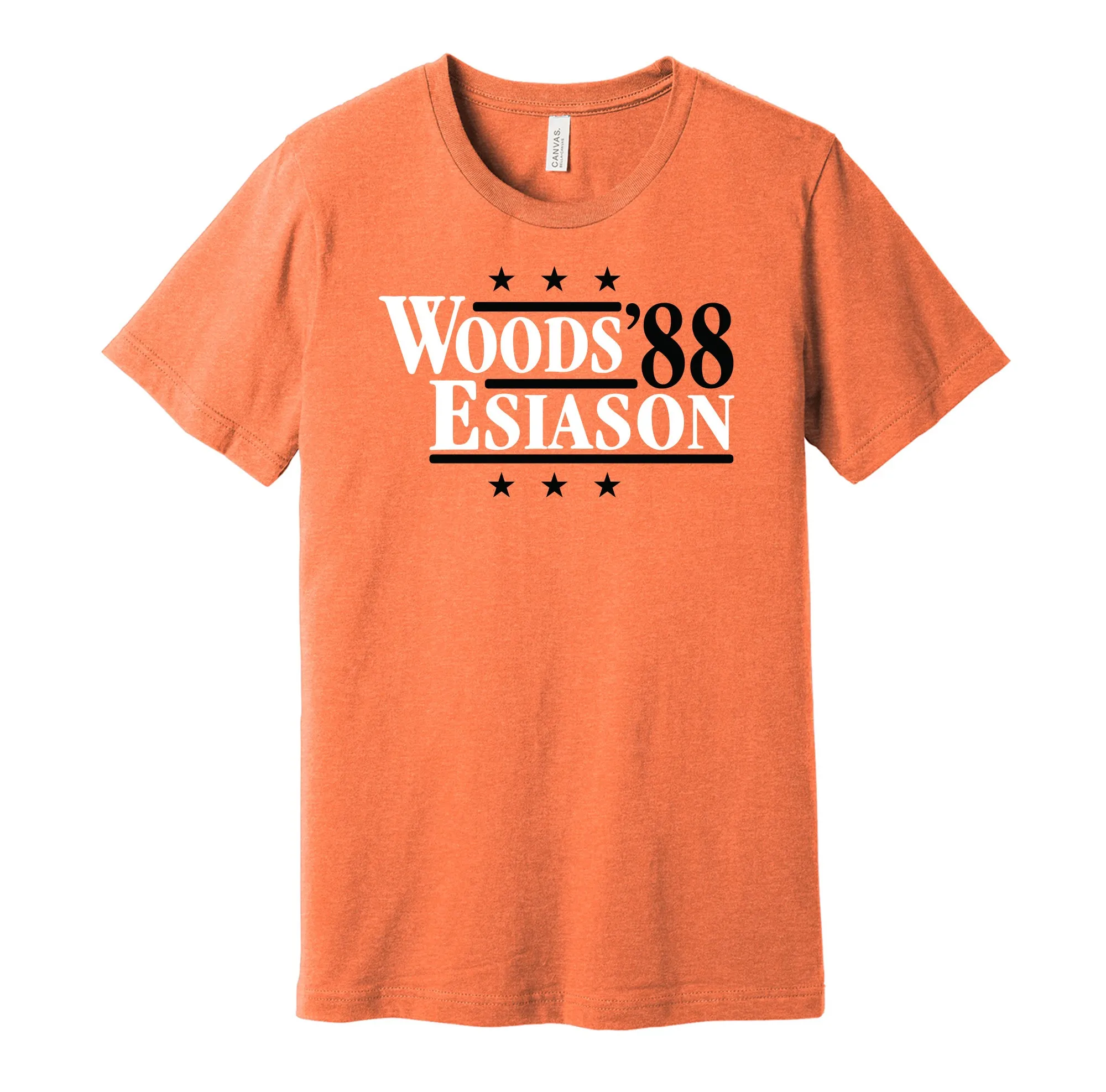 Woods & Esiason '88 - Cincinnati Bengals Legends Political Campaign Parody T-Shirt - Hyper Than Hype Shirts