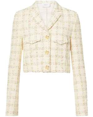 Yellow Boucle Tweed Crop Jacket