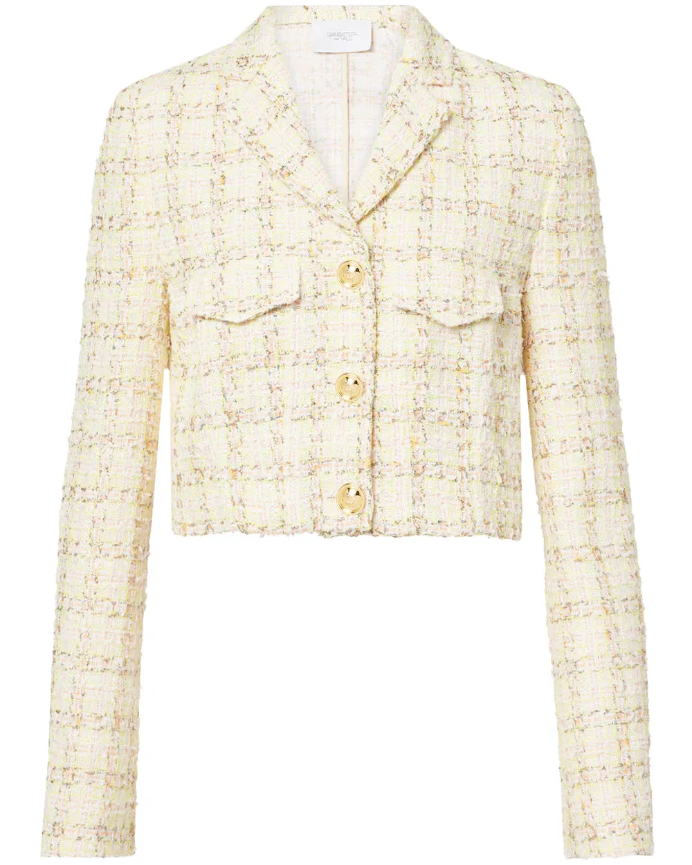 Yellow Boucle Tweed Crop Jacket