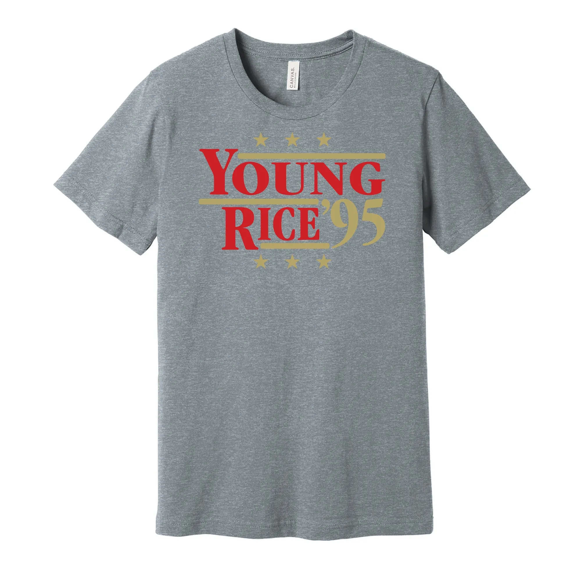 Young & Rice '95 - San Francisco 49ers Legends Political Campaign Parody T-Shirt - Hyper Than Hype Shirts