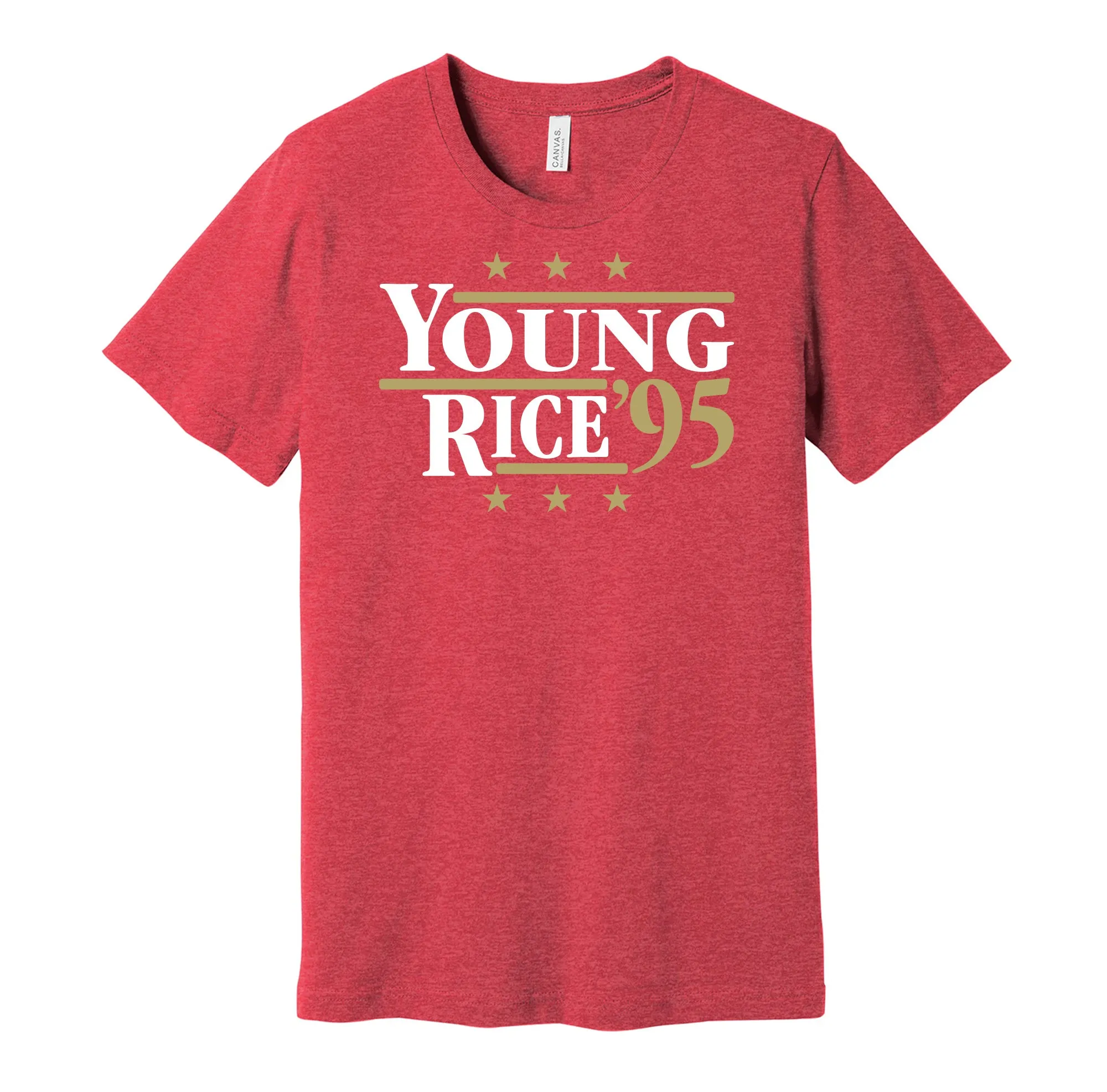 Young & Rice '95 - San Francisco 49ers Legends Political Campaign Parody T-Shirt - Hyper Than Hype Shirts