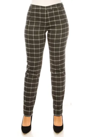 Zac & Rachel Plaid Print Pull-On Slim Leg Pants