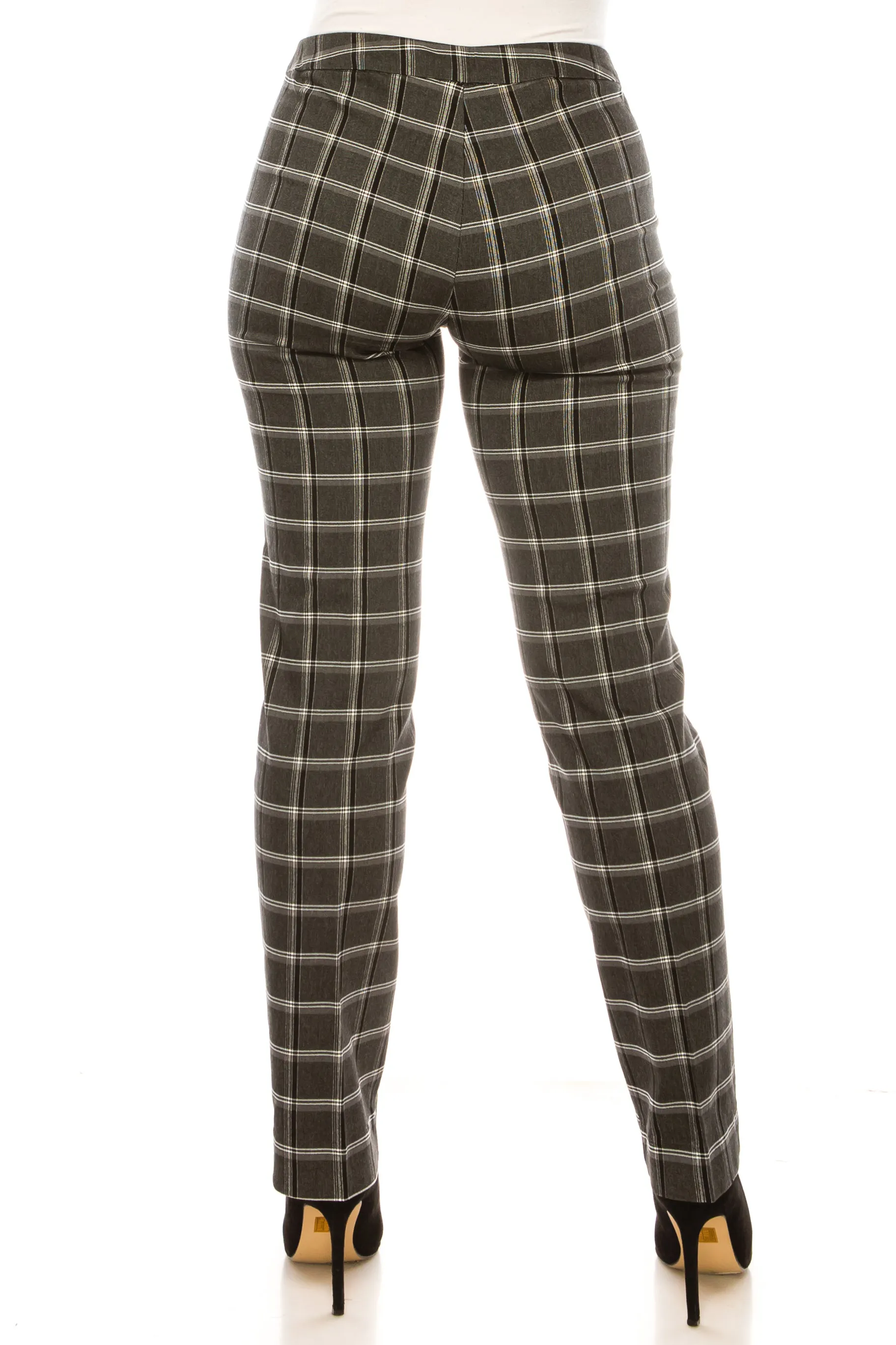 Zac & Rachel Plaid Print Pull-On Slim Leg Pants