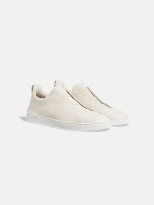 Zegna Off White Deerskin Triple Stitch™ Sneakers