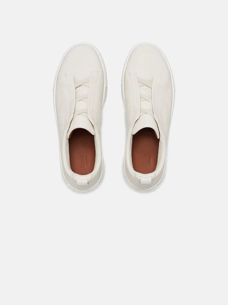 Zegna Off White Deerskin Triple Stitch™ Sneakers