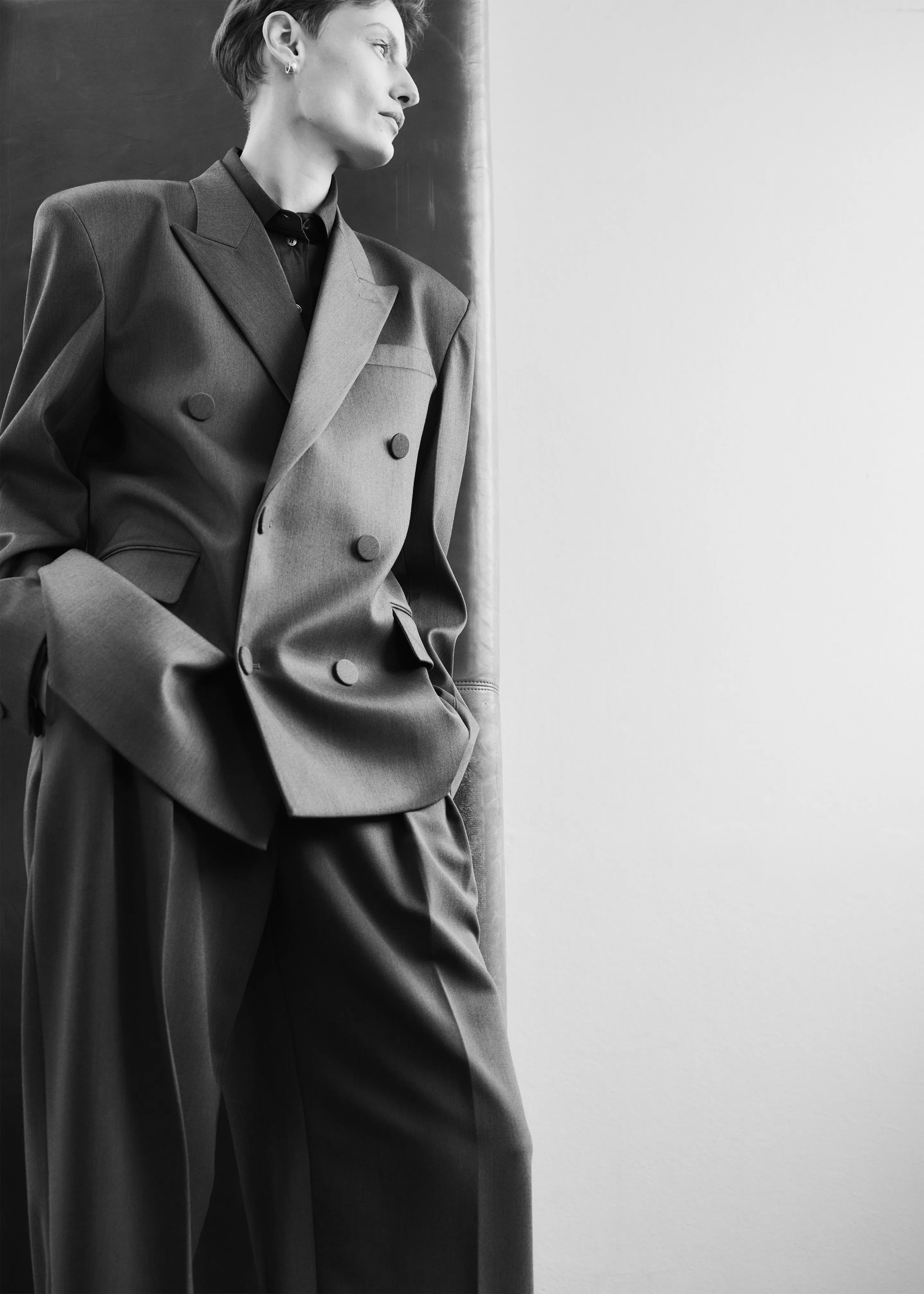 Zia Covered Buttons Blazer - Charcoal