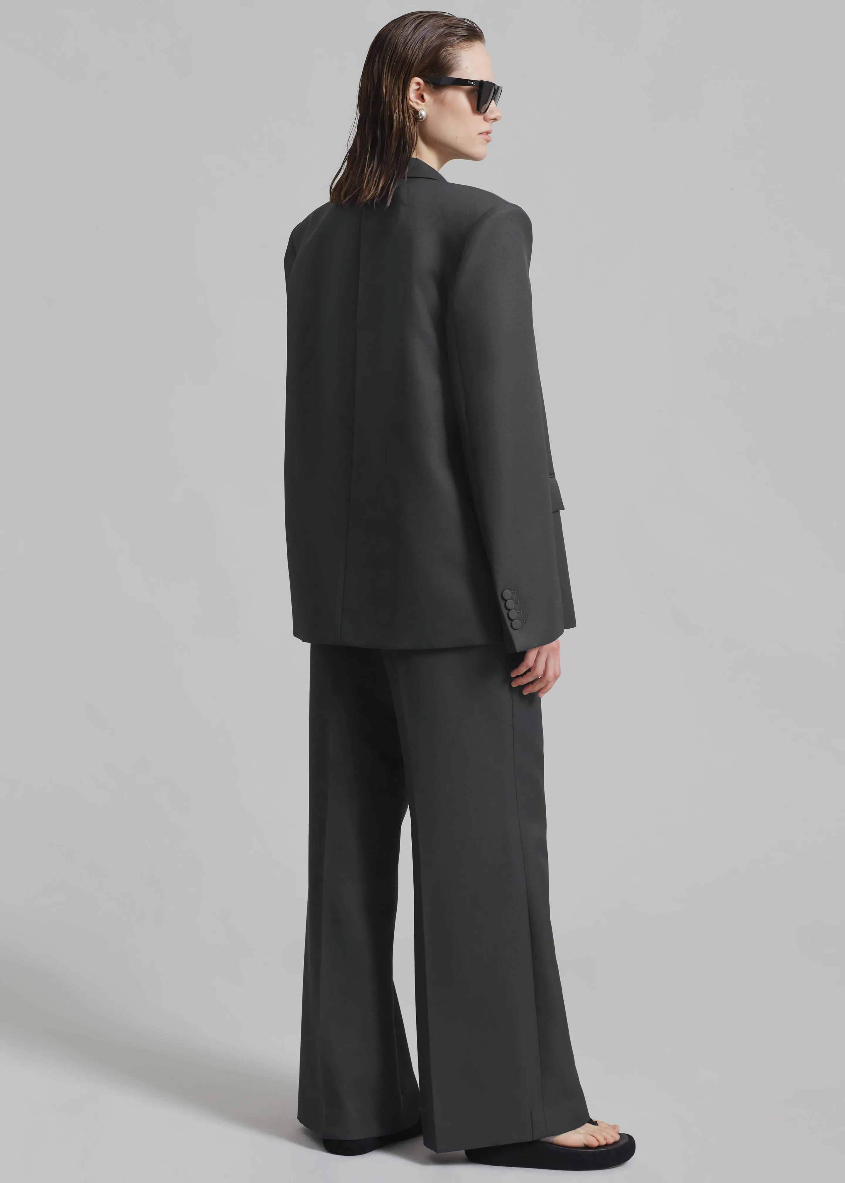 Zia Covered Buttons Blazer - Charcoal